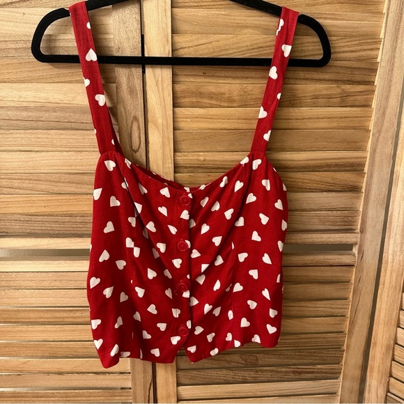 Reformation Red Heart Print Top - Picture 3 of 5